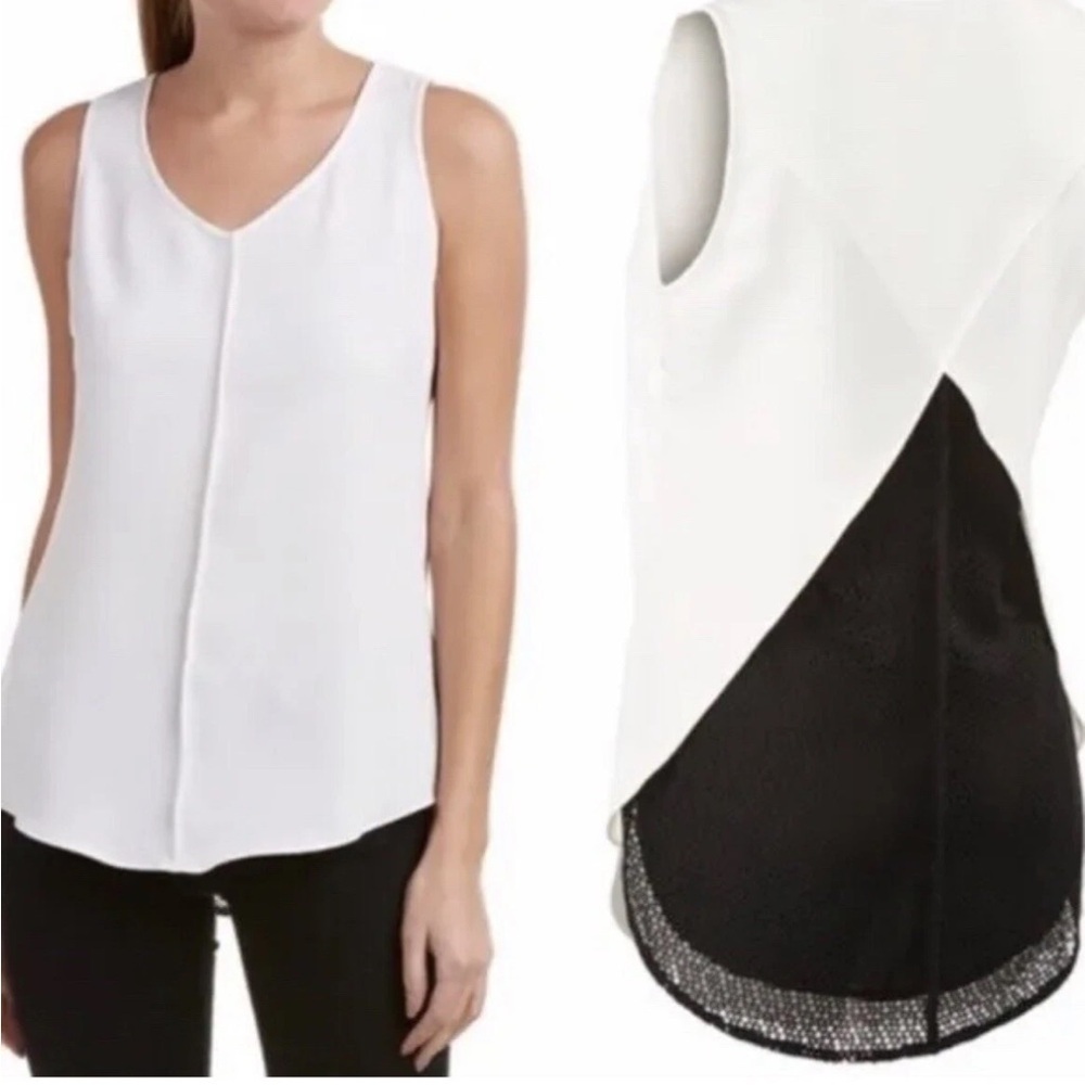CAbi Domino Split Mesh Back Hi-Low Tank Top